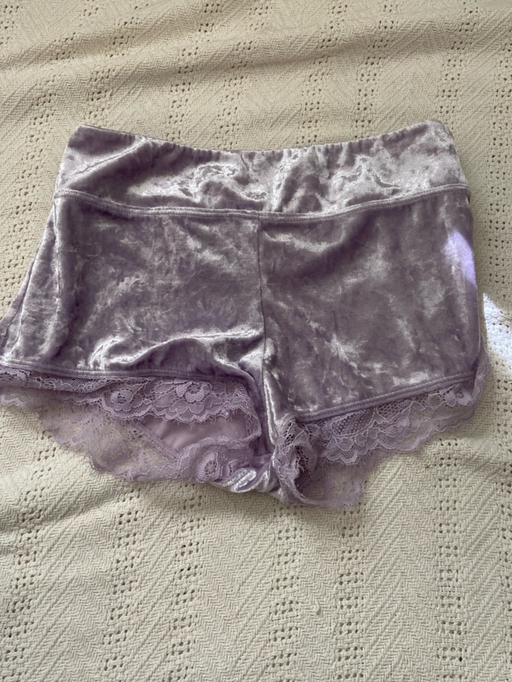 Forever 21 Lavender Velvet Lace Trim Sleep Shorts